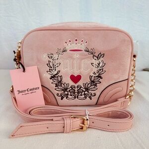Juicy Couture Pink Floral Crossbody Bag with Gold Hardware